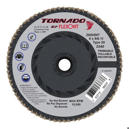 Flexovit FLAP DISC TORNADO 6 in X5/8-11 Z6005NT